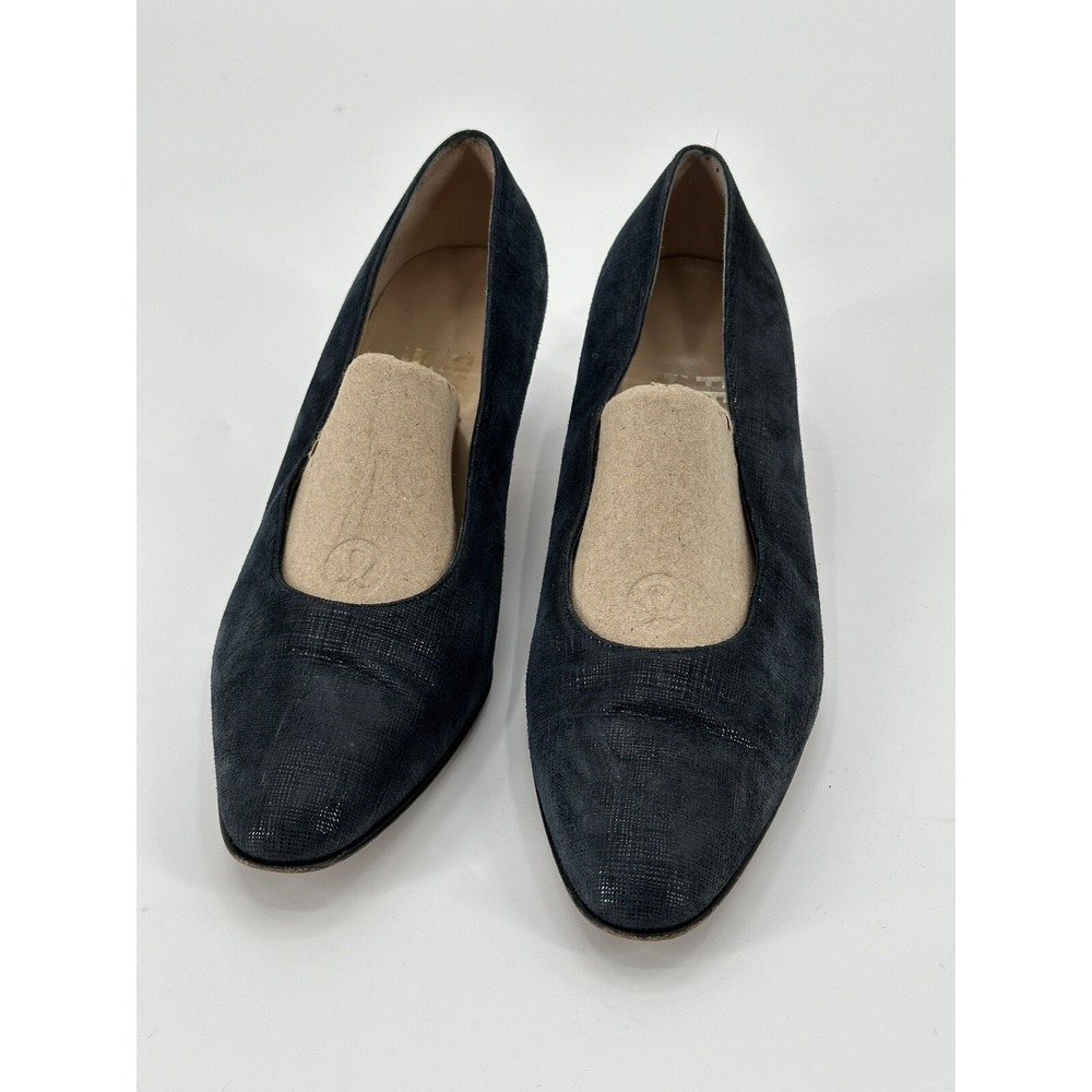 Salvatore Ferragamo Florence Women's Pumps Kitten Heels Blue‎ Slip On Size 7B